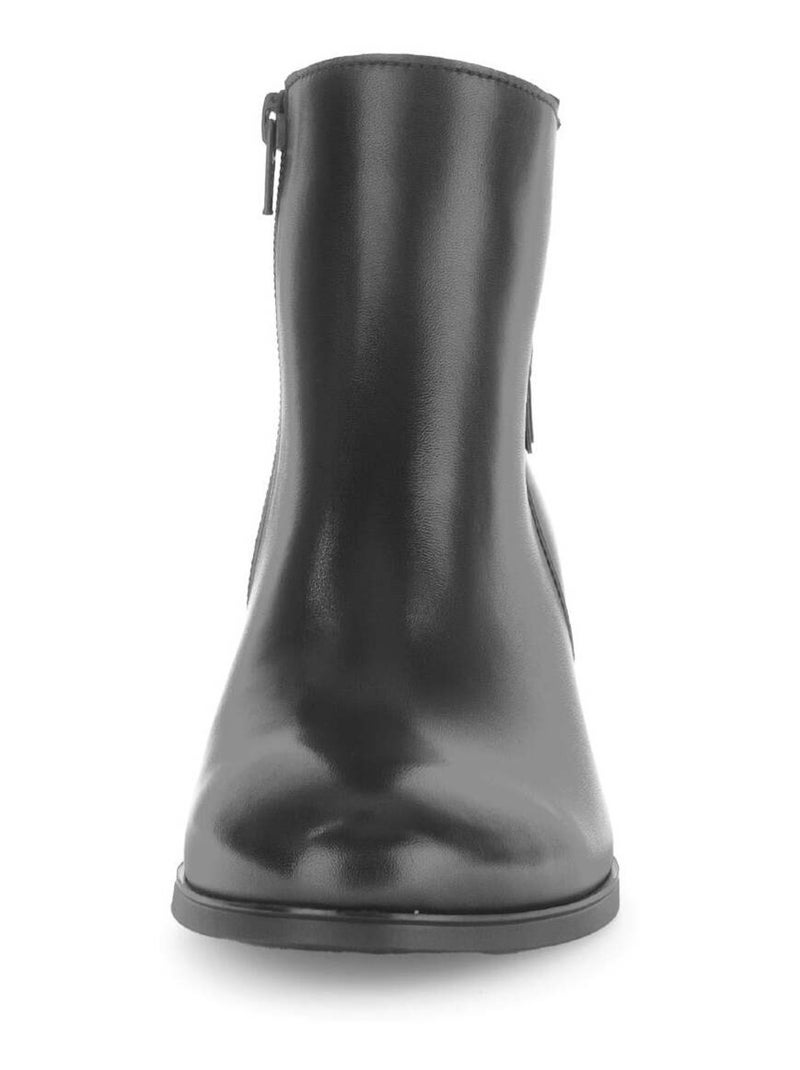 Bottines  en cuir lisse Noir - Kiabi