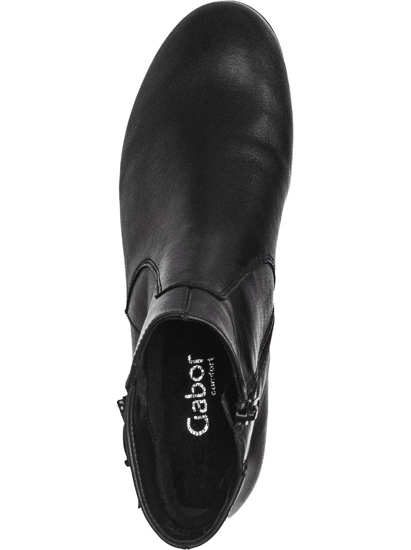 Bottines  en cuir lisse Noir - Kiabi