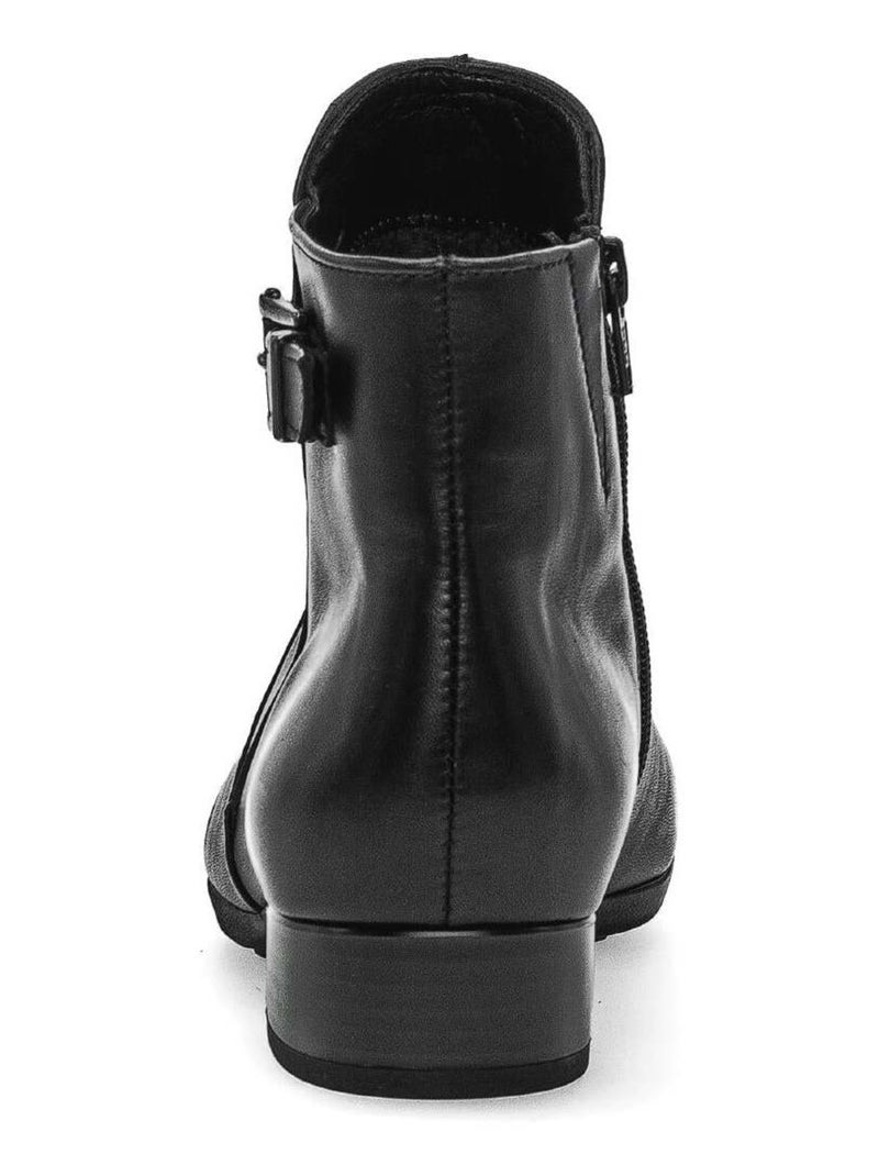 Bottines  en cuir lisse Noir - Kiabi