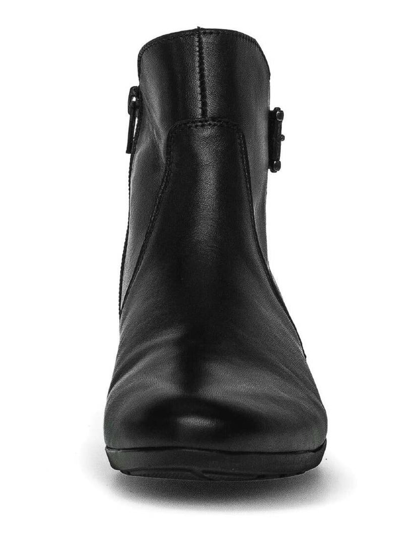 Bottines  en cuir lisse Noir - Kiabi