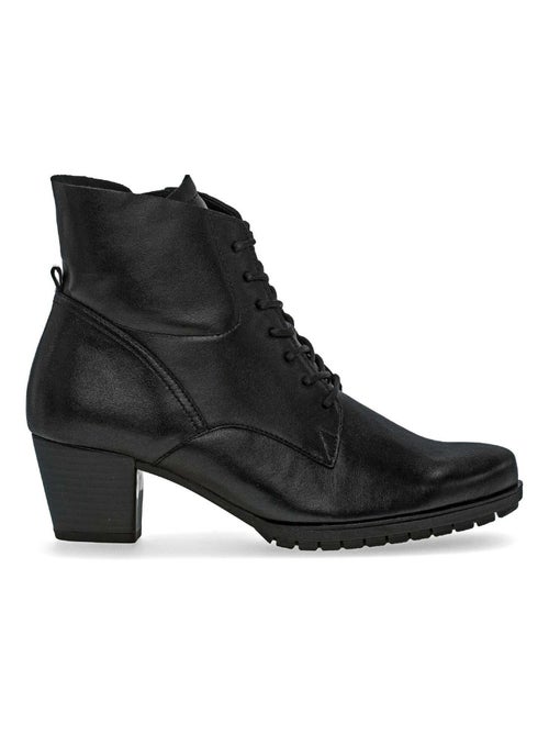 Bottines  en cuir lisse - Kiabi