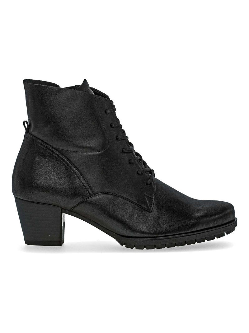 Bottines  en cuir lisse Noir - Kiabi