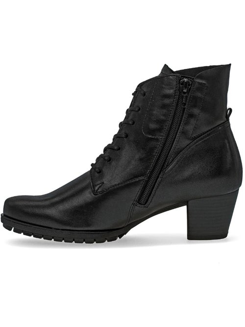 Bottines  en cuir lisse - Kiabi