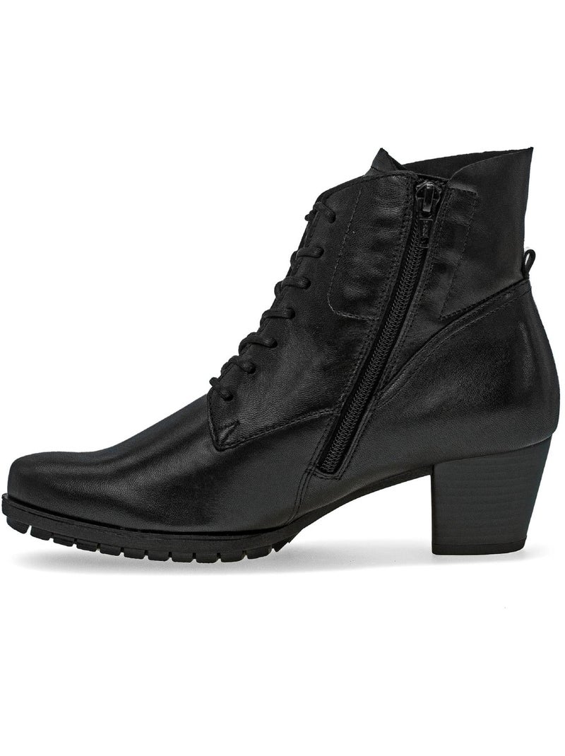 Bottines  en cuir lisse Noir - Kiabi