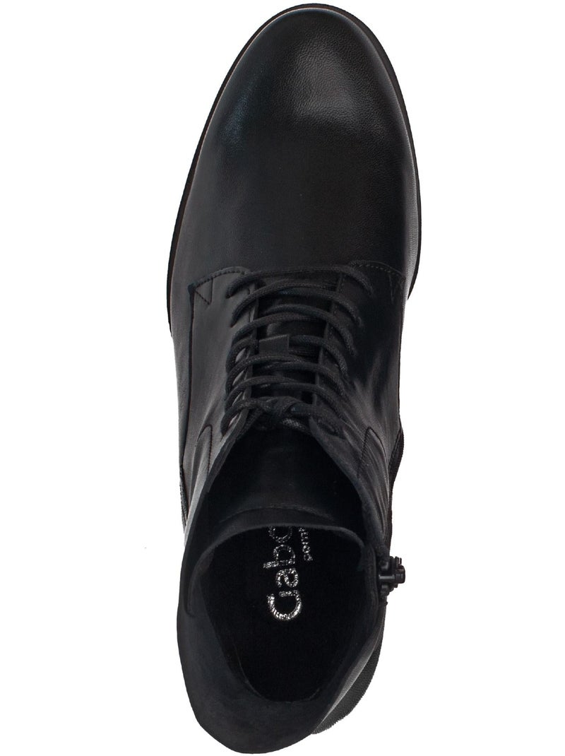 Bottines  en cuir lisse Noir - Kiabi