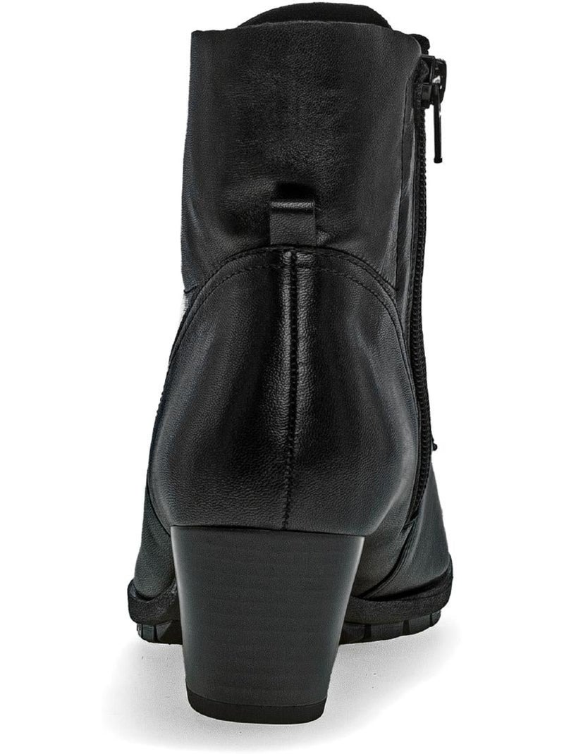Bottines  en cuir lisse Noir - Kiabi