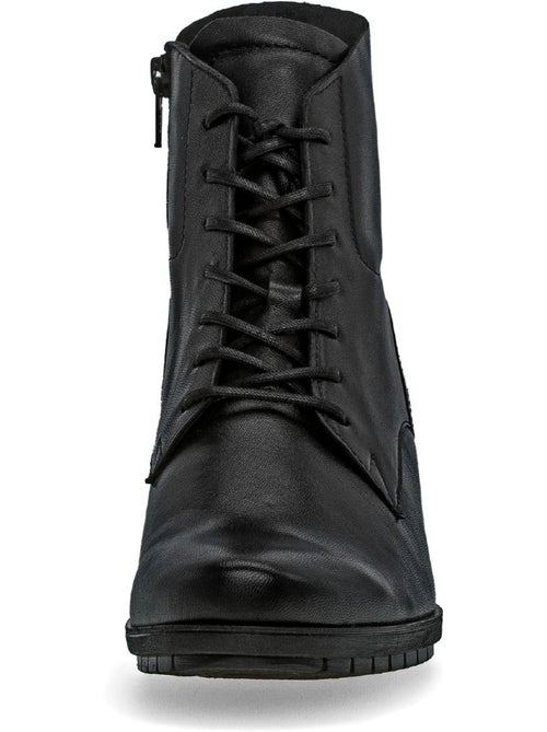 Bottines  en cuir lisse - Kiabi