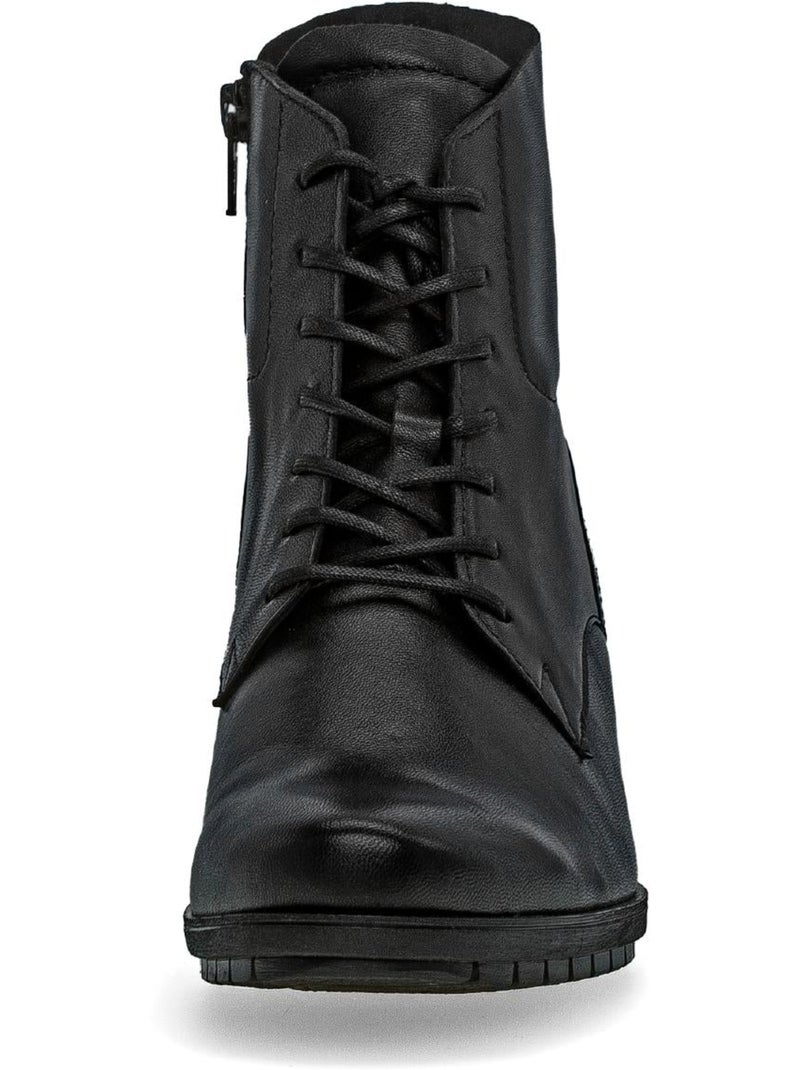Bottines  en cuir lisse Noir - Kiabi