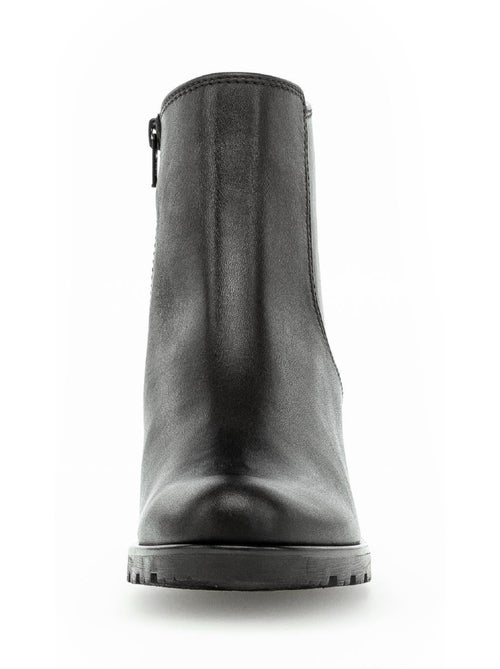 Bottines  en cuir lisse - Kiabi