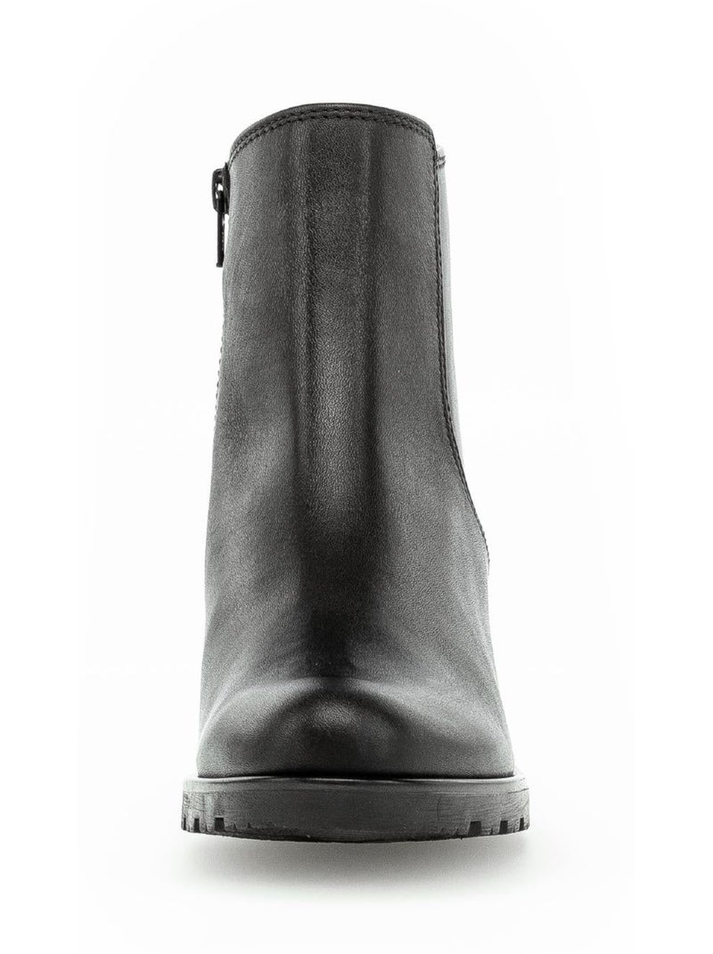 Bottines  en cuir lisse Noir - Kiabi