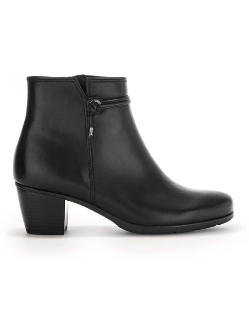 Bottines  en cuir lisse - Kiabi