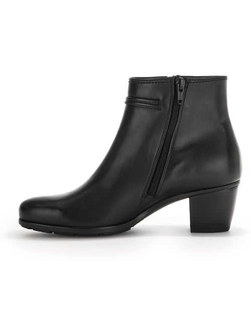 Bottines  en cuir lisse - Kiabi