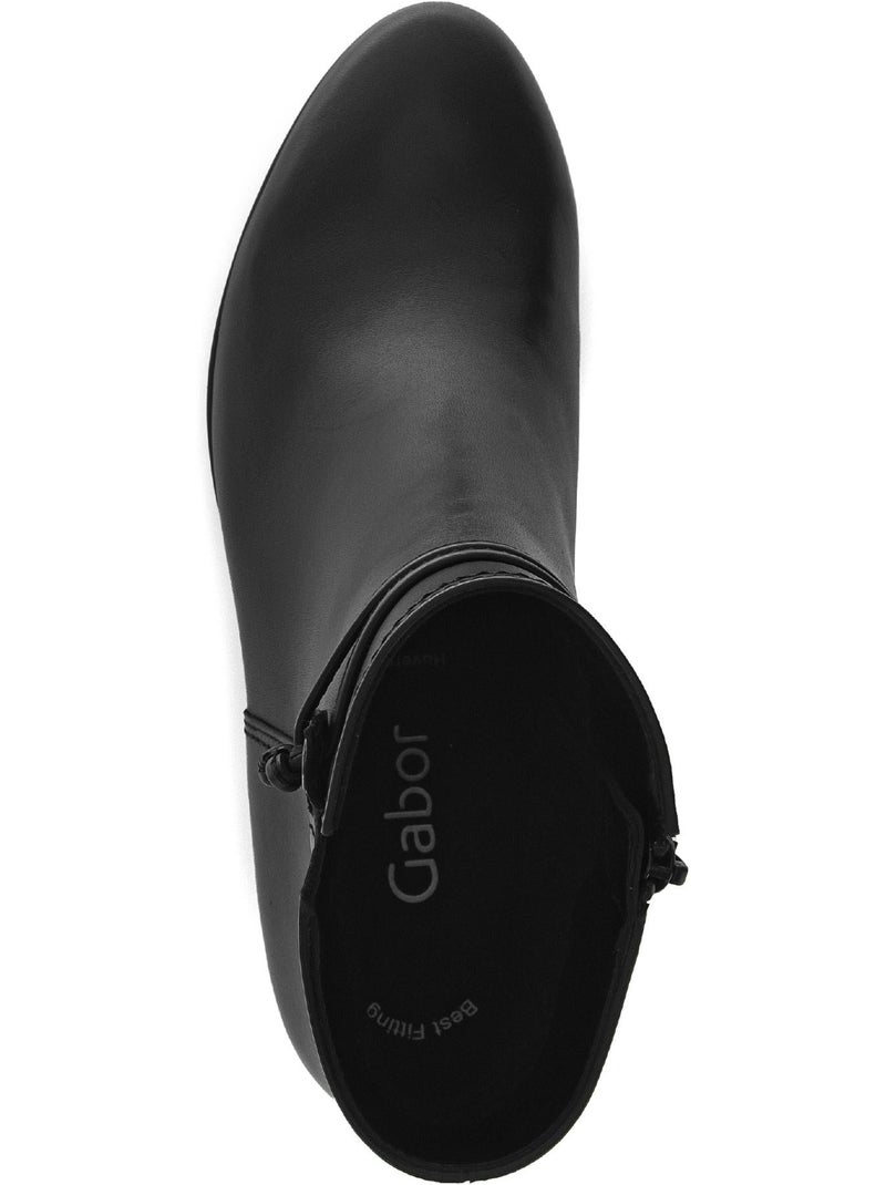 Bottines  en cuir lisse Noir - Kiabi