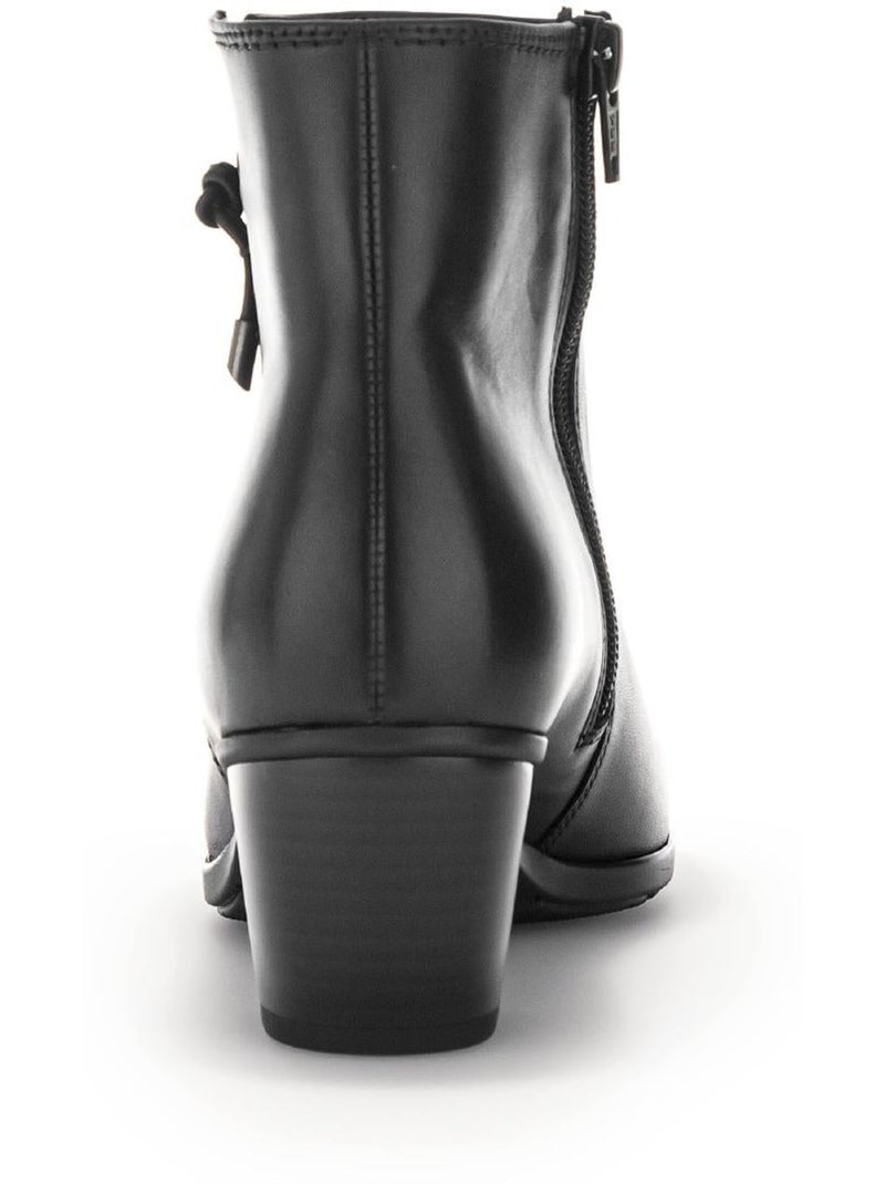 Bottines  en cuir lisse Noir - Kiabi