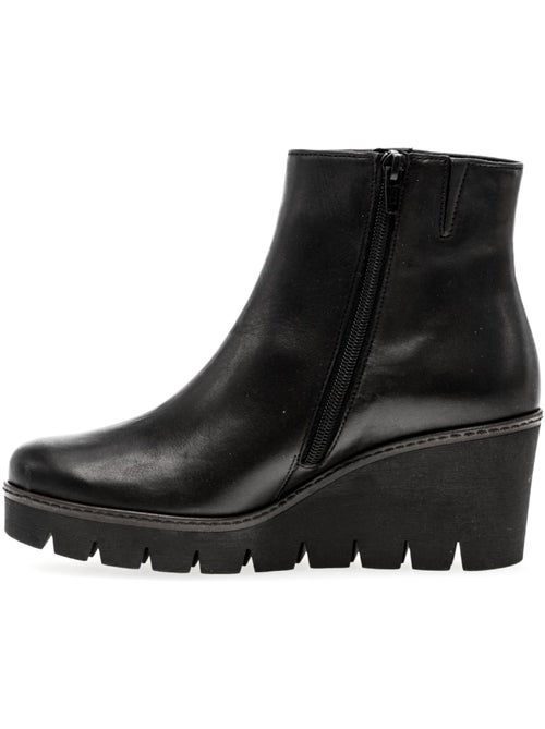 Bottines  en cuir lisse - Kiabi