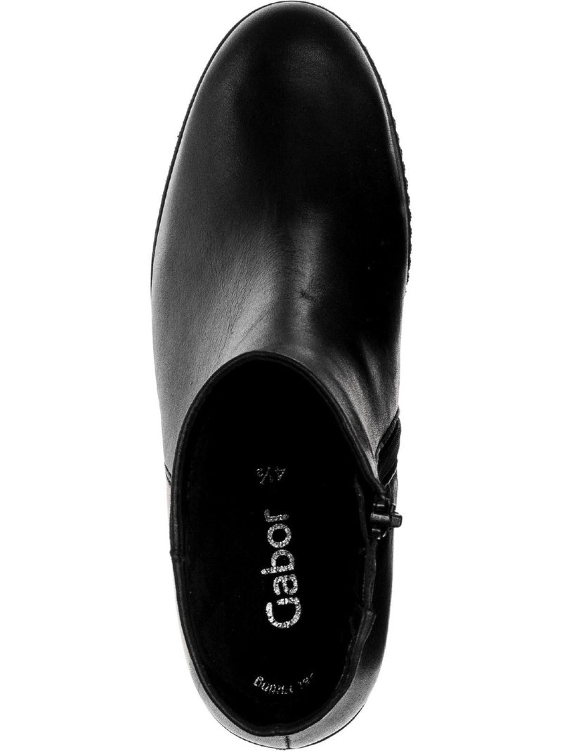 Bottines  en cuir lisse Noir - Kiabi