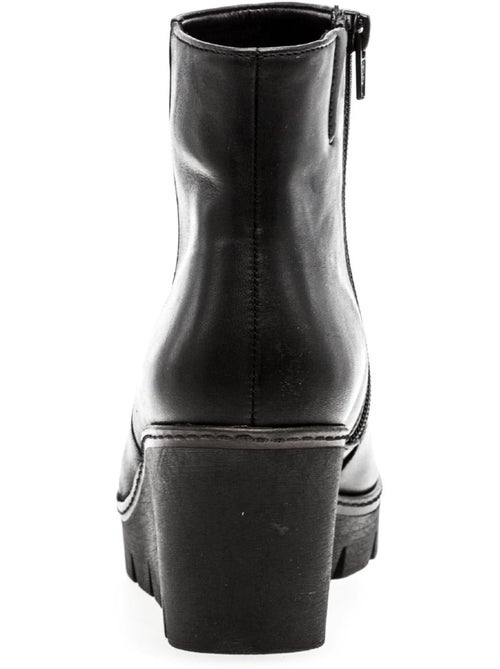 Bottines  en cuir lisse - Kiabi
