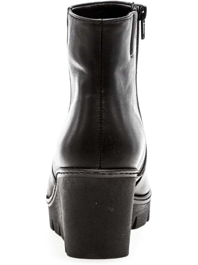Bottines  en cuir lisse Noir - Kiabi