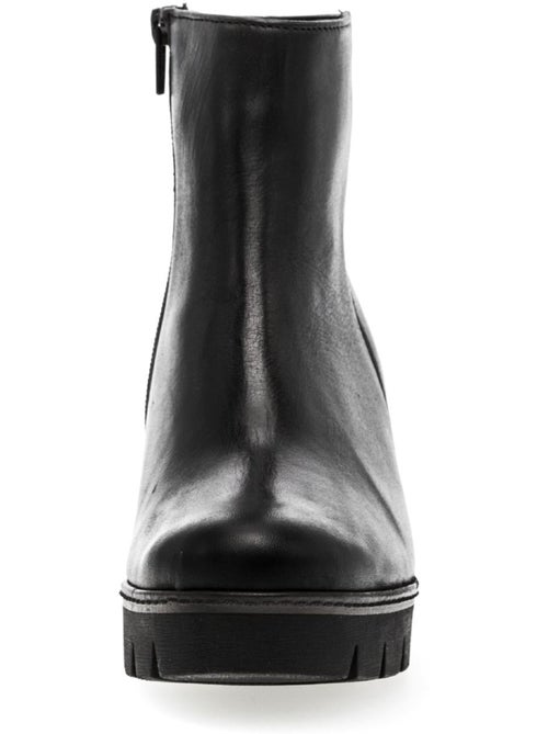 Bottines  en cuir lisse - Kiabi