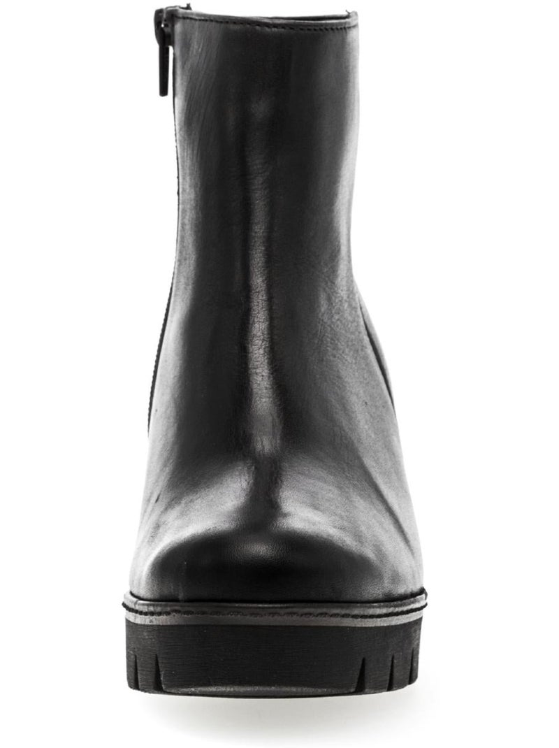 Bottines  en cuir lisse Noir - Kiabi