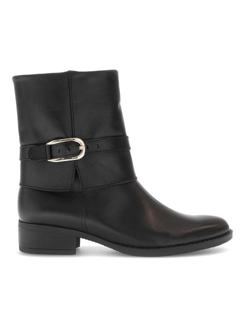 Bottines  en cuir lisse - Kiabi