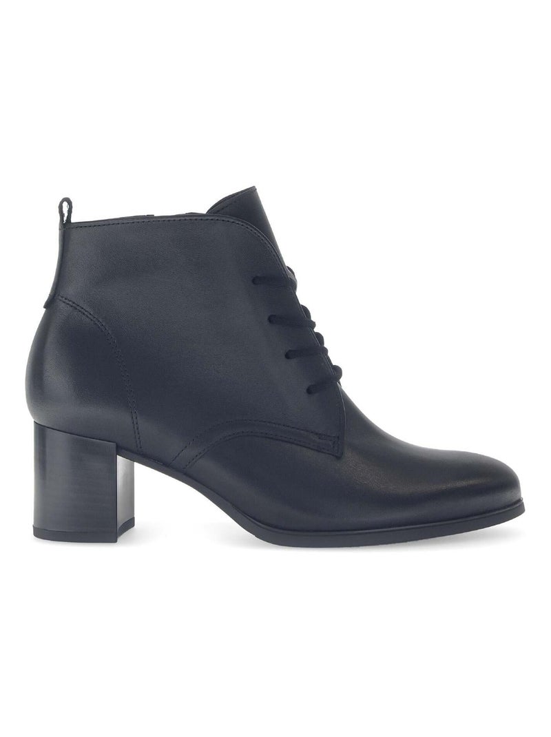 Bottines  en cuir lisse Noir - Kiabi