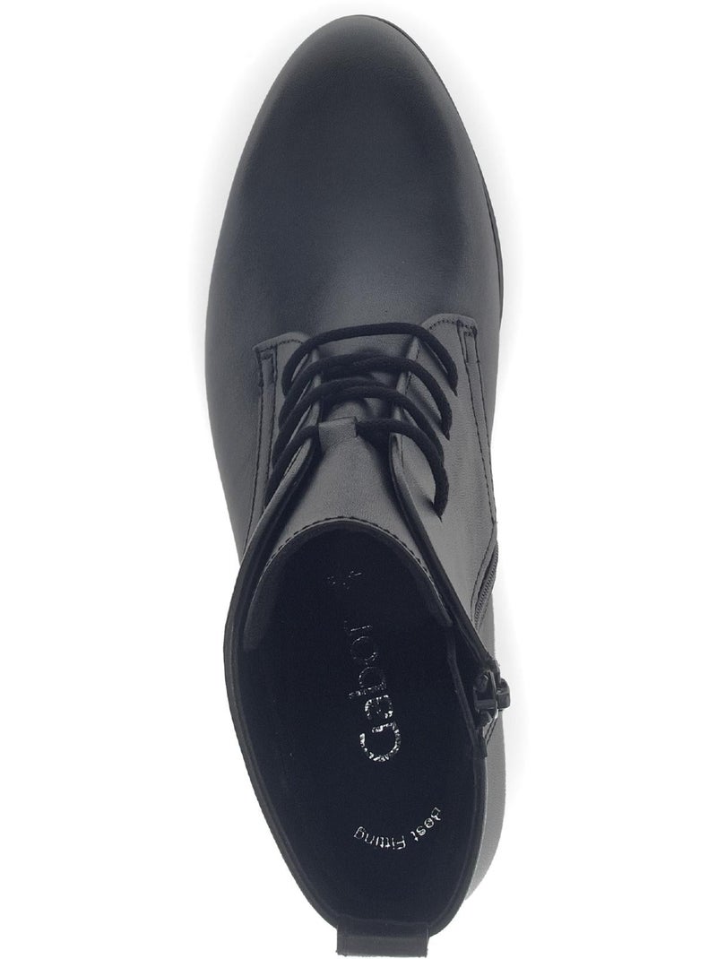 Bottines  en cuir lisse Noir - Kiabi