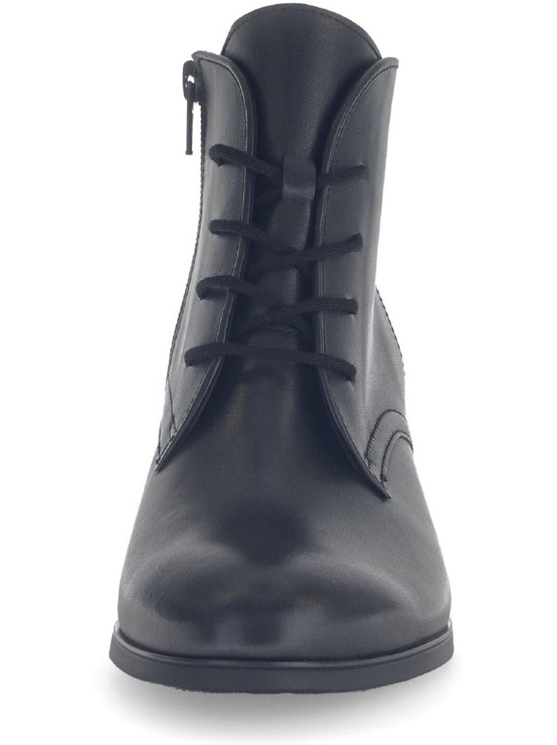 Bottines  en cuir lisse Noir - Kiabi