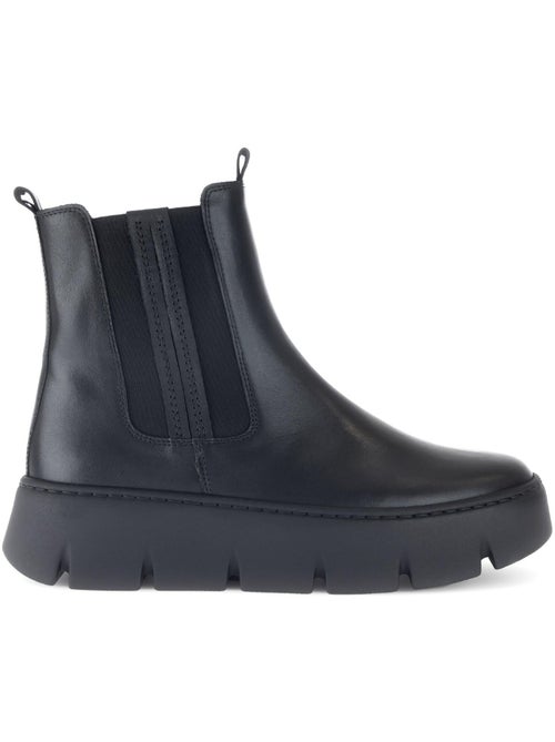Bottines  en cuir lisse - Kiabi