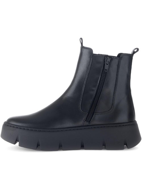 Bottines  en cuir lisse - Kiabi