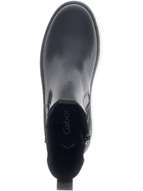 Bottines  en cuir lisse - Kiabi