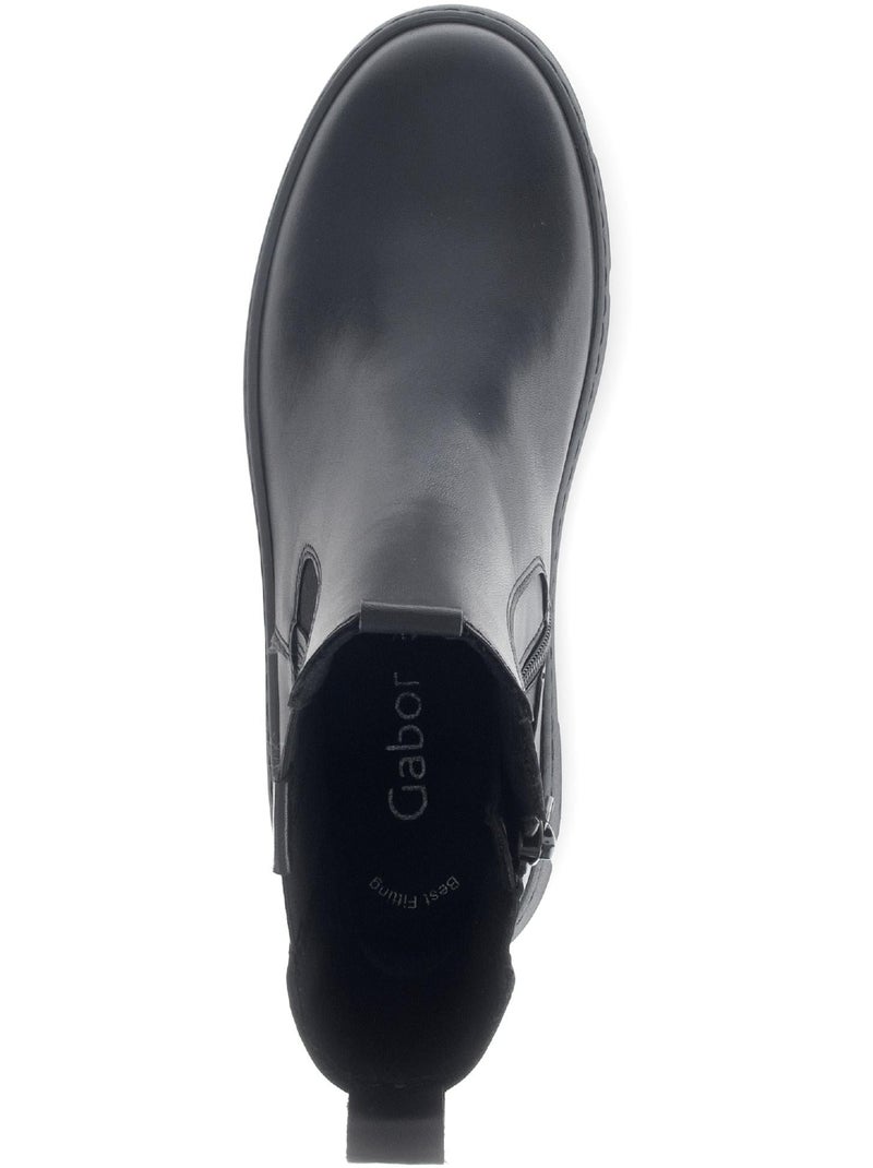 Bottines  en cuir lisse Noir - Kiabi