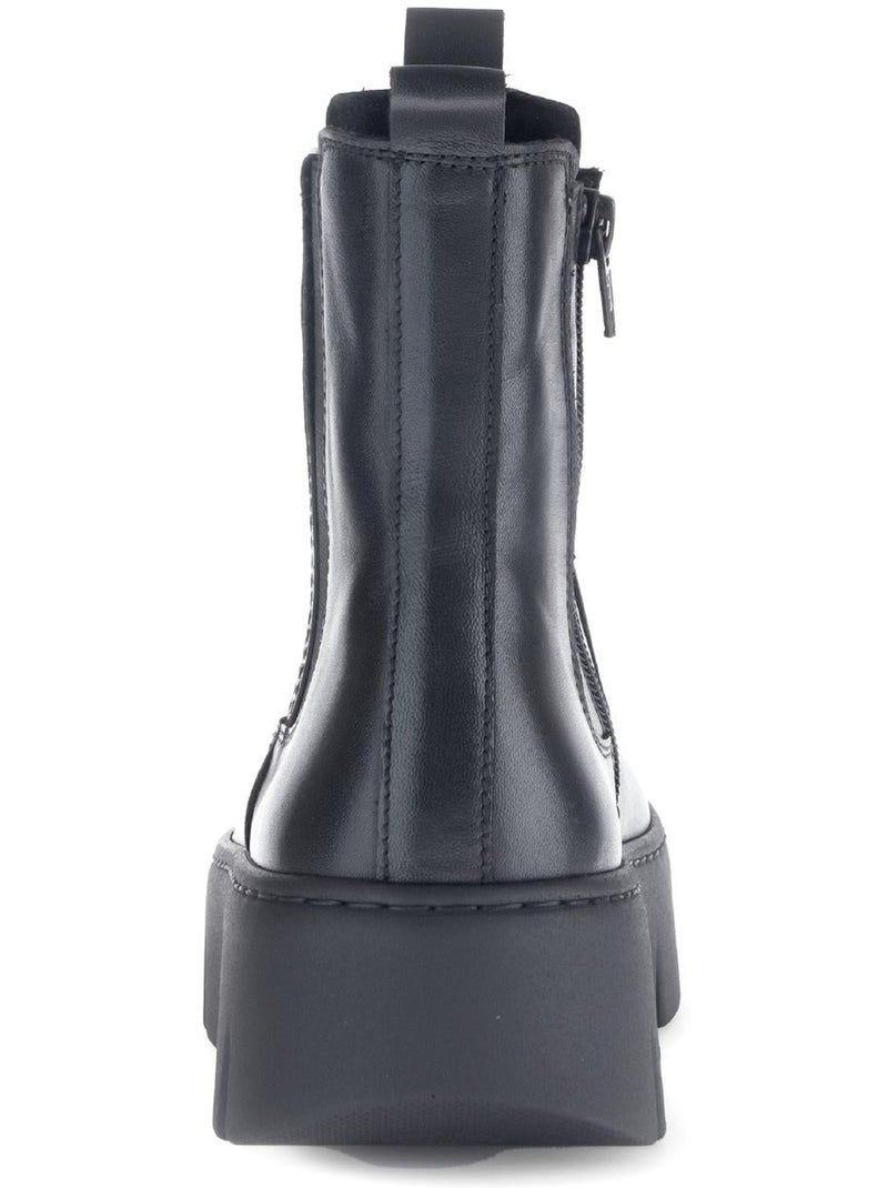 Bottines  en cuir lisse Noir - Kiabi