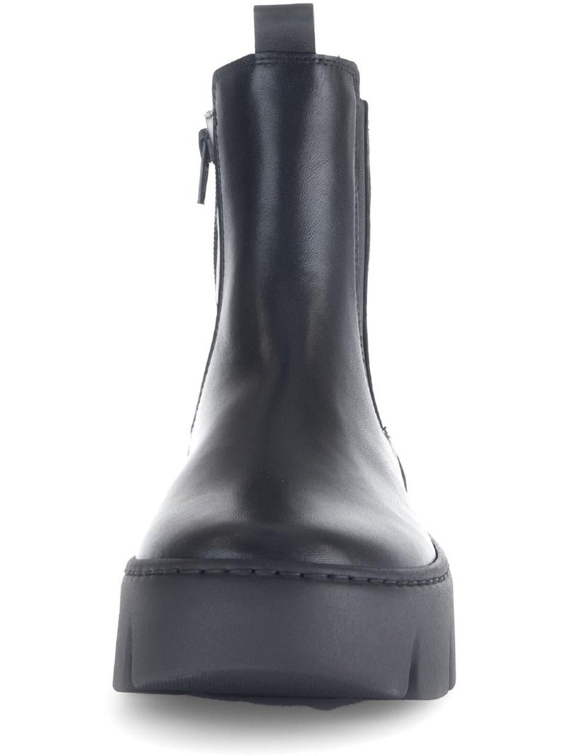 Bottines  en cuir lisse Noir - Kiabi