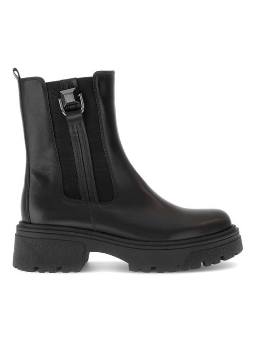 Bottines  en cuir lisse - Kiabi
