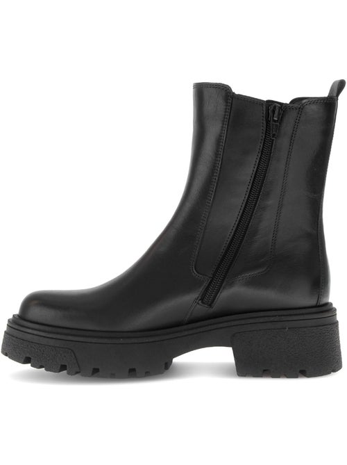 Bottines  en cuir lisse - Kiabi