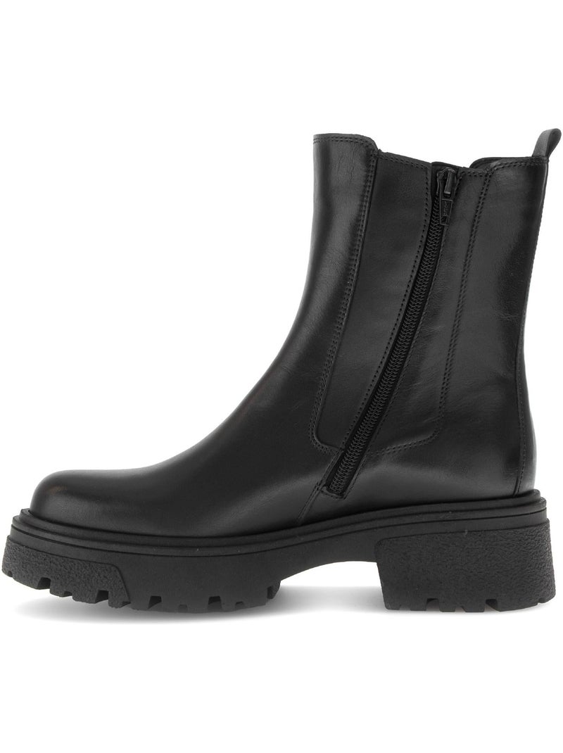 Bottines  en cuir lisse Noir - Kiabi