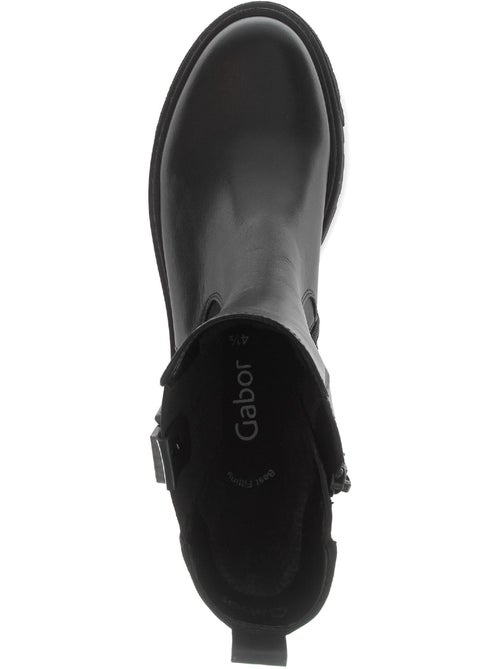 Bottines  en cuir lisse - Kiabi