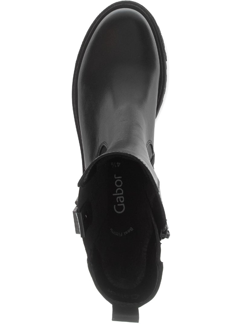 Bottines  en cuir lisse Noir - Kiabi