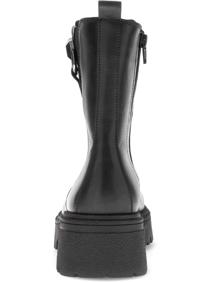 Bottines  en cuir lisse Noir - Kiabi