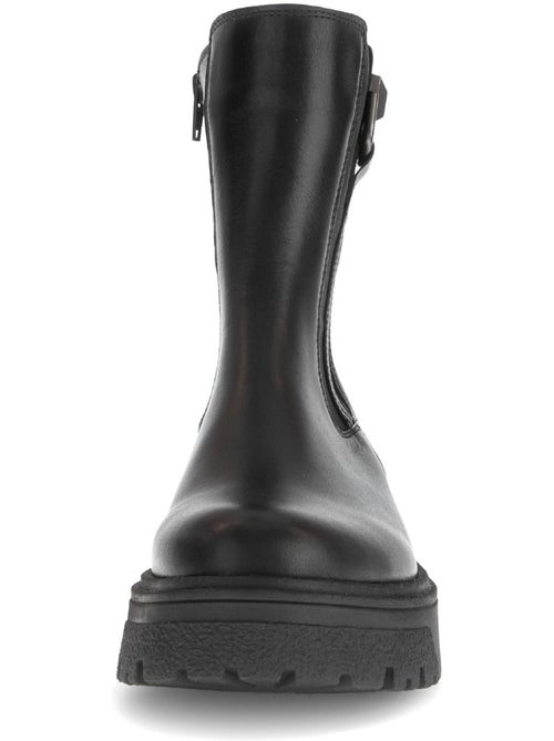 Bottines  en cuir lisse - Kiabi