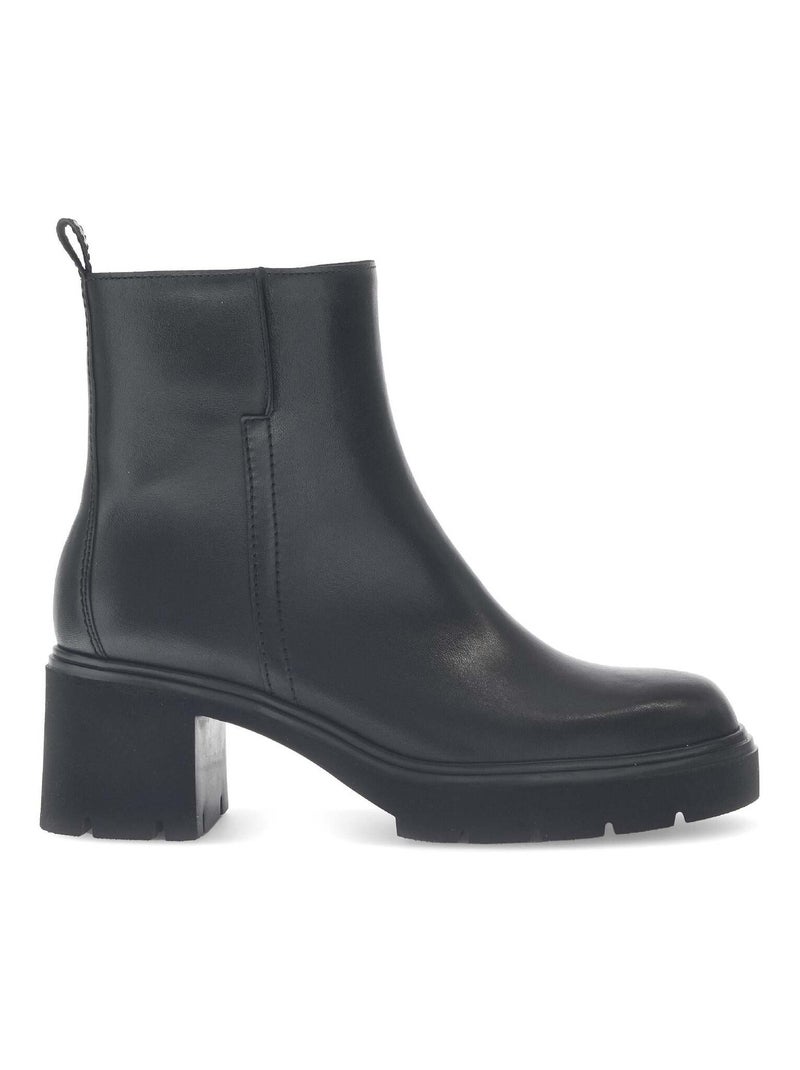 Bottines  en cuir lisse Noir - Kiabi