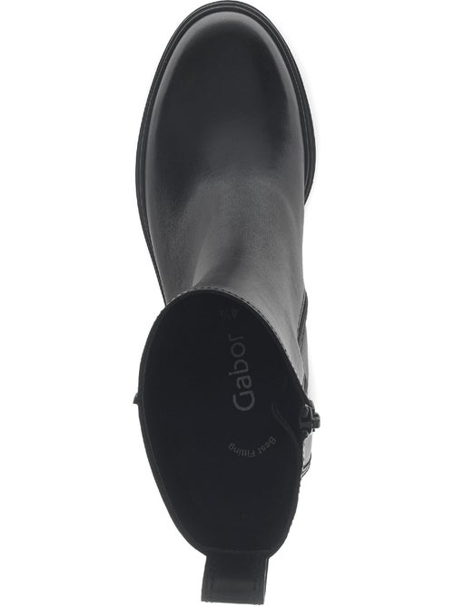 Bottines  en cuir lisse - Kiabi