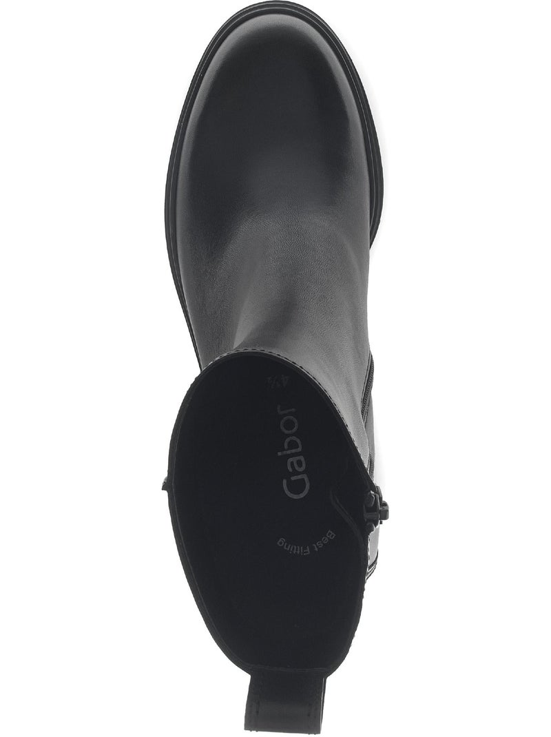 Bottines  en cuir lisse Noir - Kiabi