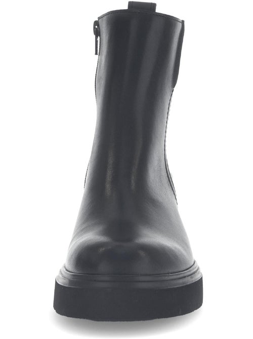 Bottines  en cuir lisse - Kiabi