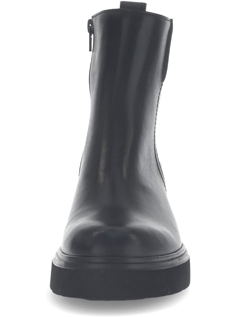 Bottines  en cuir lisse Noir - Kiabi