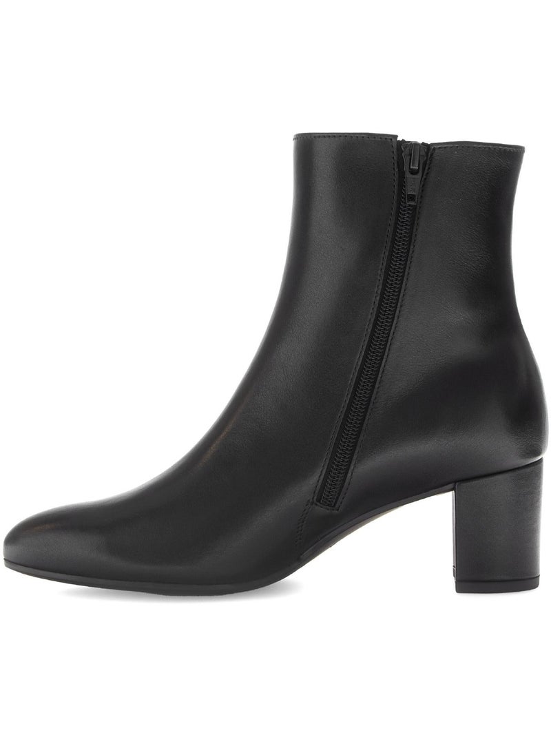 Bottines  en cuir lisse Noir - Kiabi