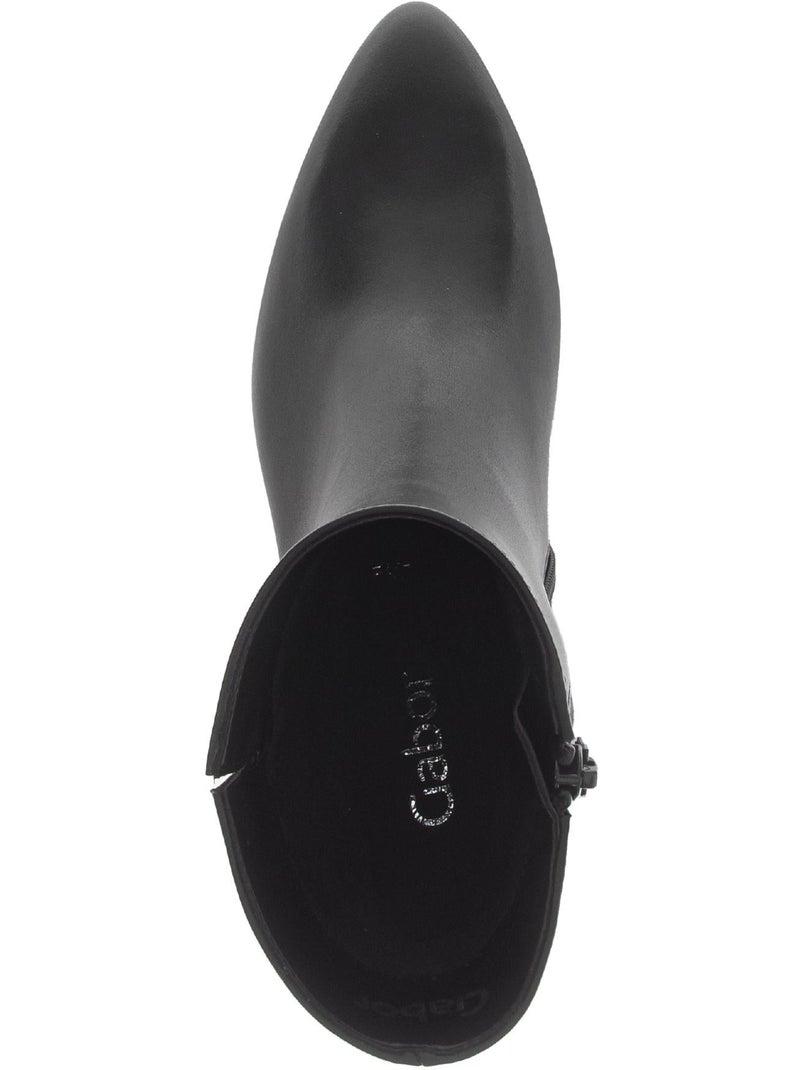 Bottines  en cuir lisse Noir - Kiabi