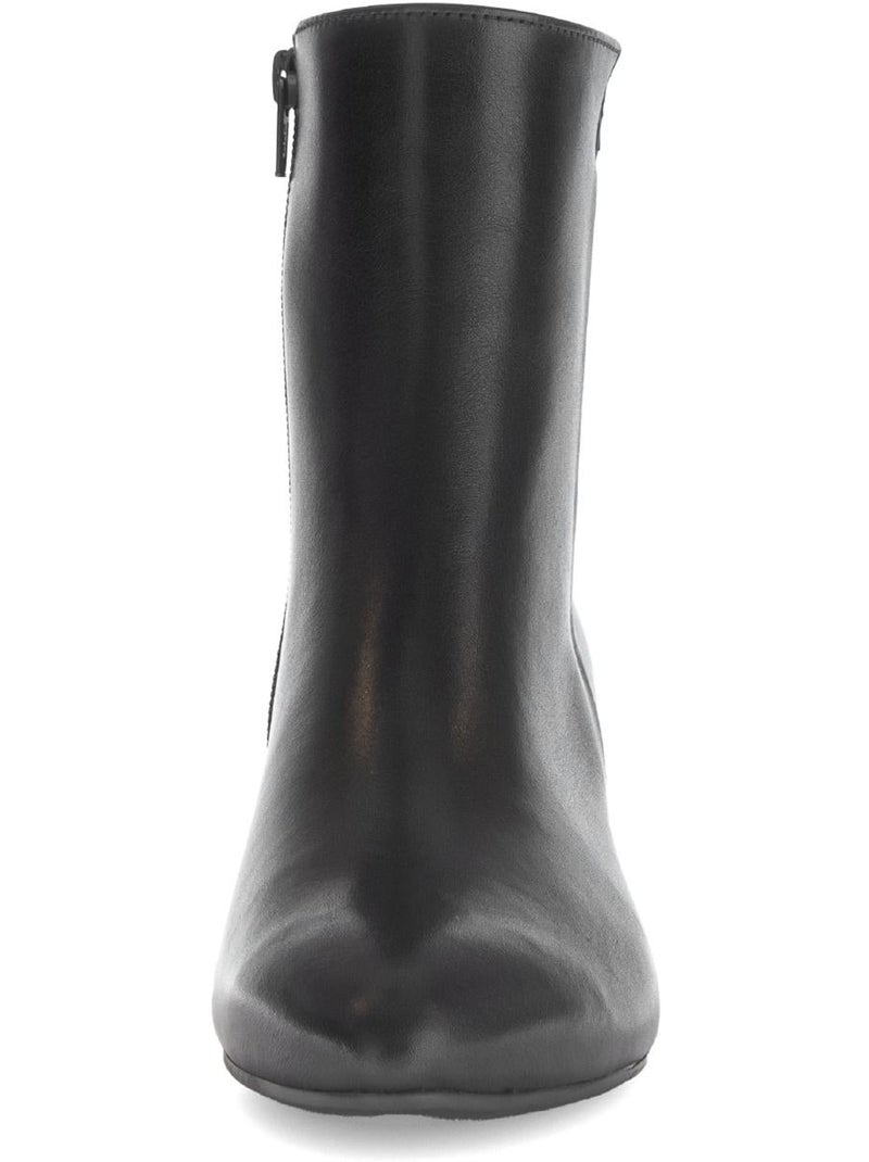 Bottines  en cuir lisse Noir - Kiabi