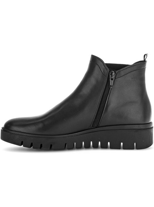 Bottines  en cuir lisse - Kiabi